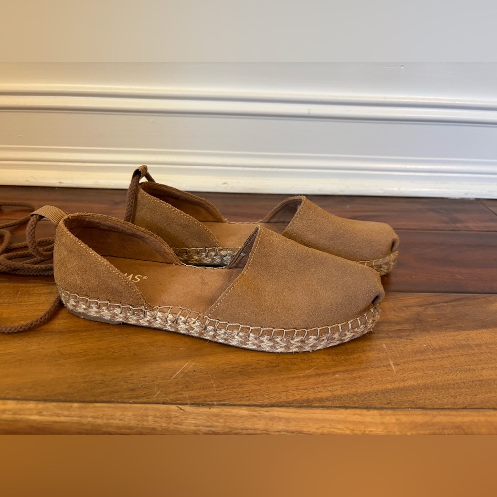 TOMS Women's Tan Katalina Espadrille Shoes with Tie-Up Straps Size 6 - Picture 5 of 10